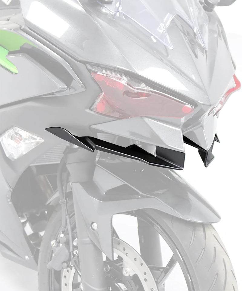 XIDAODIT for Kawasaki Ninja 500 Z500 Ninja500 Motorcycle Front Fairing Winglet Aerodynamic Spoiler Beak Nose Cone Extension Fixed Wing Kit (Black) - Image 2